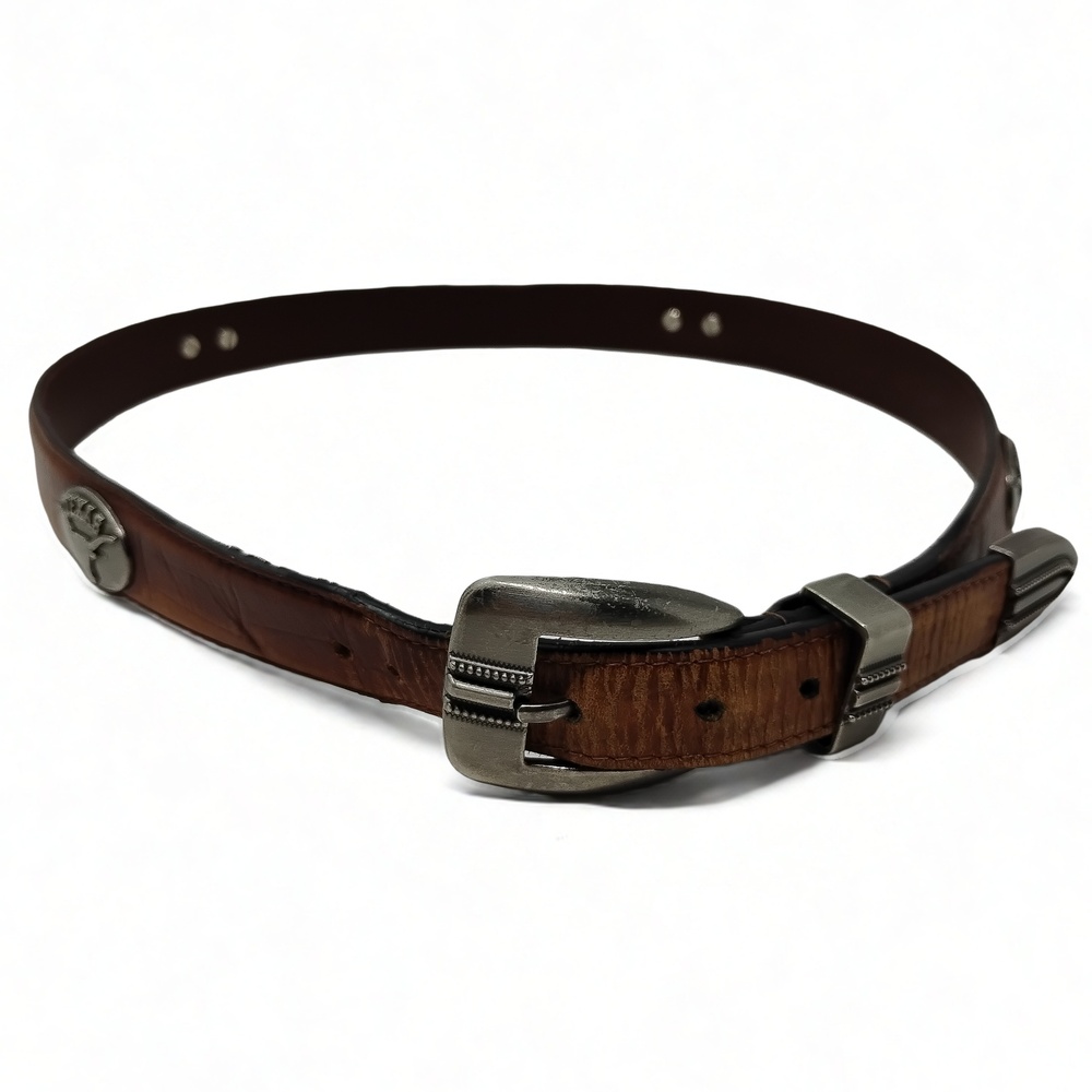 Zep-Pro Texas Longhorn Leather Belt Size 38 With Concho Buckle Western Cowboy